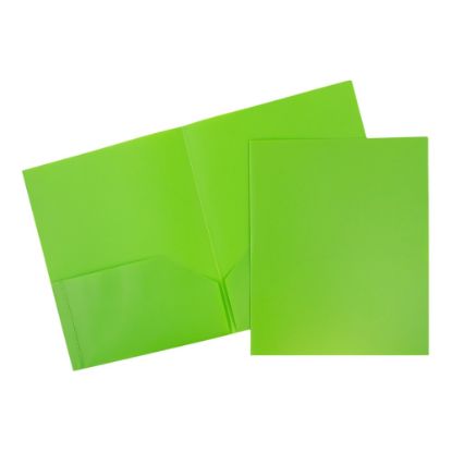 Picture of JAM Paper Plastic 2-Pocket POP Folders, 9 1/2in x 11 1/2in, Lime Green, Pack Of 6