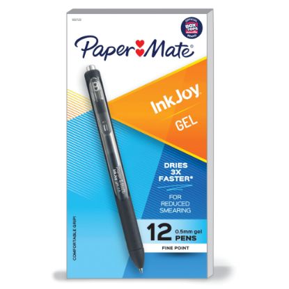 Picture of Paper Mate InkJoy Gel Pens, Fine Point, 0.5 mm, Black Barrel, Black Ink, Pack Of 12