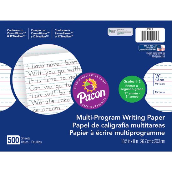 Picture of Pacon Multi-Program Handwriting Papers, Grade 1-2, 10 1/2in x 8in, Pack Of 500 Sheets