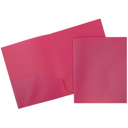 Picture of JAM Paper Plastic 2-Pocket POP Folders, 9 1/2in x 11 1/2in, Pink, Pack Of 6