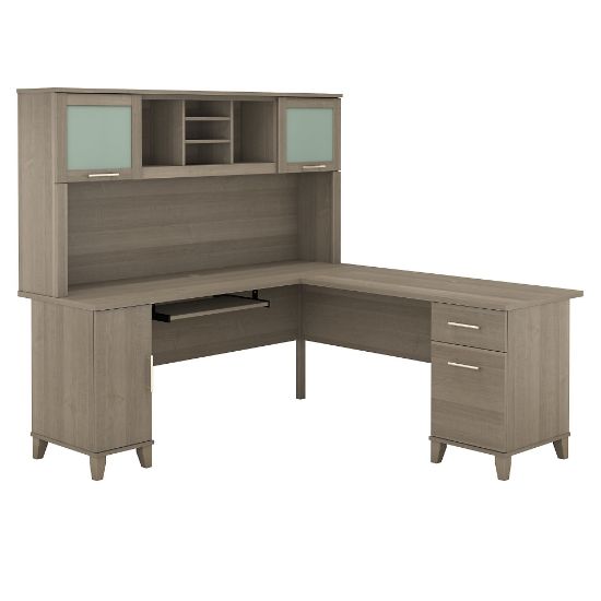 Picture of Bush Furniture Somerset L Shaped Desk With Hutch, 72inW, Ash Gray, Standard Delivery