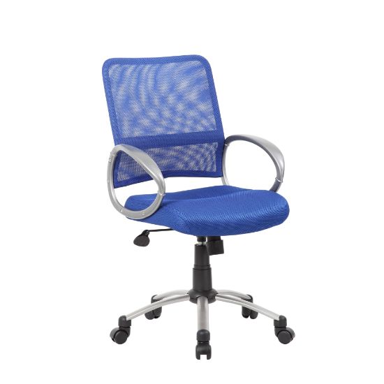 Picture of Boss Office Products Ergonomic Mesh High-Back Task Chair, 50% Recycled, Blue/Chrome/Black