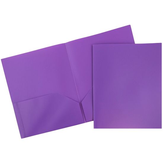 Picture of JAM Paper Plastic 2-Pocket POP Folders, 9 1/2in x 11 1/2in, Purple, Pack Of 6