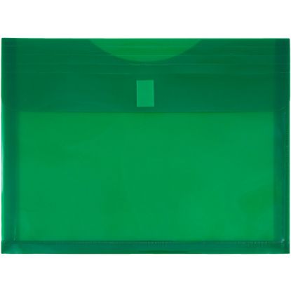 Picture of JAM Paper Plastic Booklet Expansion Envelopes, Letter-Size, 9 3/4in x 13in, Hook & Loop Closure, Dark Green, Pack Of 12