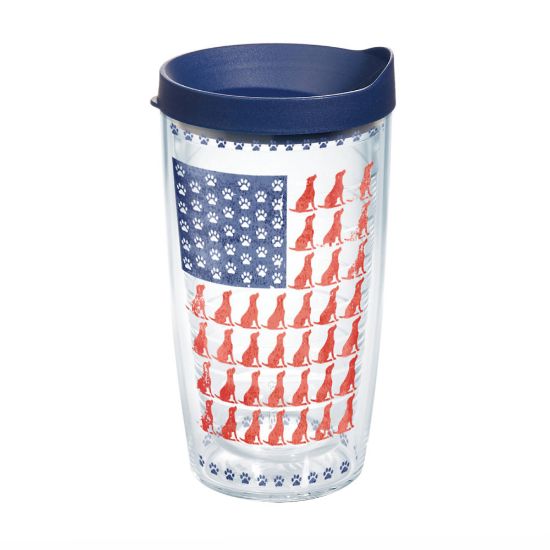 Picture of Tervis Project Paws Tumbler With Lid, Dog Flag, 16 Oz, Clear/Navy