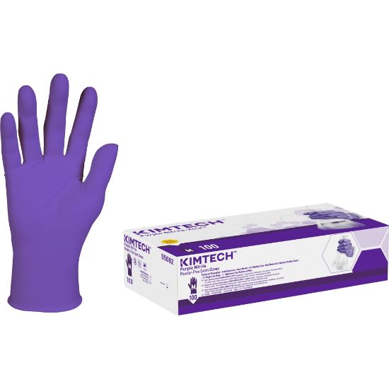 Picture of Kimberly-Clark Safeskin Purple Nitrile Exam Gloves, Medium, Purple, Box Of 100