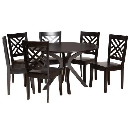 Picture of Baxton Studio Ela 7-Piece Dining Set, Dark Brown