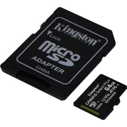 Picture of Kingston Canvas Select Plus SDCS2 64 GB Class 10/UHS-I (U1) microSDXC - 1 Pack - 100 MB/s Read - Lifetime Warranty