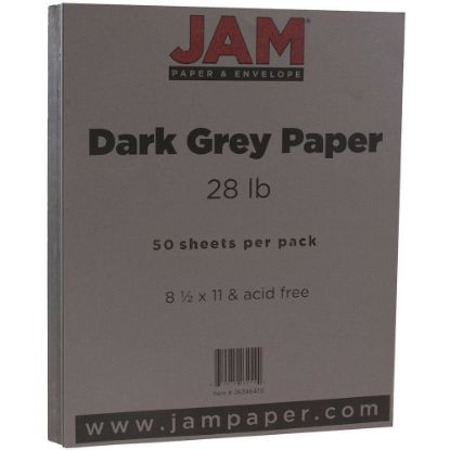 Picture of JAM Paper Color Multi-Use Printer & Copy Paper, Dark Gray, Letter (8.5in x 11in), 50 Sheets Per Pack, 28 Lb