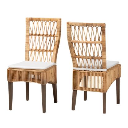 Picture of bali & pari Sullivan Modern Bohemian Dining Chairs, White/Natural Brown, Set Of 2 Chairs