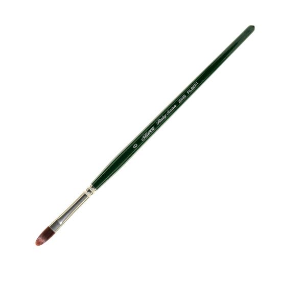 Picture of Silver Brush Ruby Satin Series Short-Handle Paint Brush 2503S, Size 8, Filbert, Synthetic, Multicolor