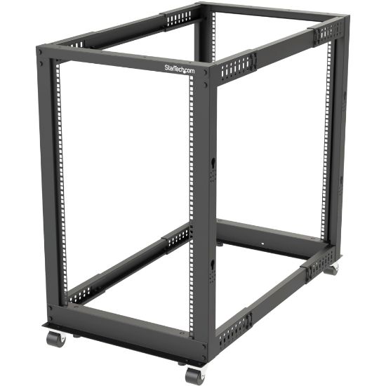 Picture of StarTech.com 18U Open Frame Rack - 4 Post - 22-40 in. Adjustable Depth - 1200 lb. Weight Capacity - Includes Casters (4POSTRACK8U)