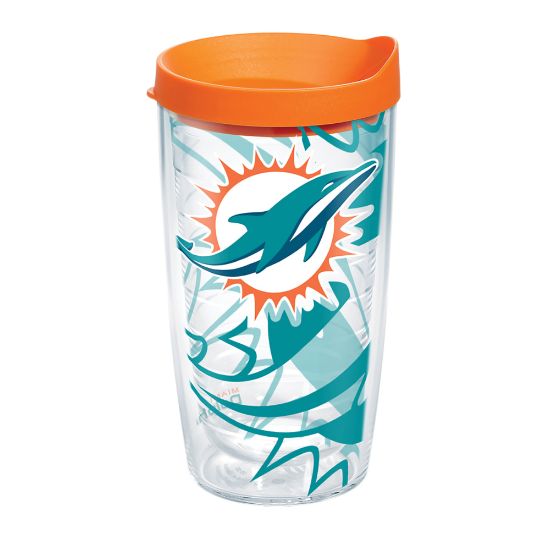 Picture of Tervis NFL Tumbler With Lid, 16 Oz, Miami Dolphins, Clear