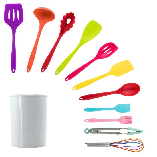 Picture of MegaChef Silicone Cooking Utensils, Assorted, Set Of 12 Utensils