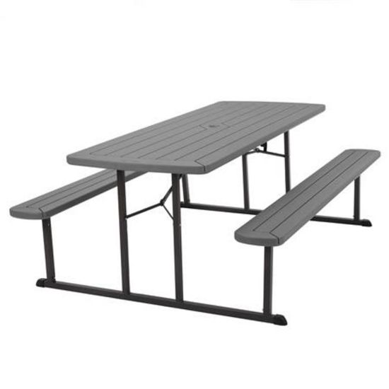 Picture of COSCO Bridgeport Outdoor Living Folding Picnic Table, 29inH x 72inW x 57inD, Dark Gray