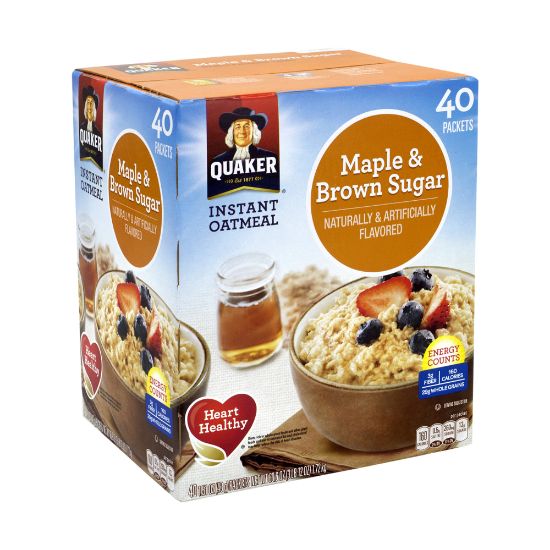 Picture of Quaker Instant Oatmeal Packets, Maple And Brown Sugar, Box Of 40 Packets