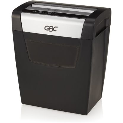 Picture of GBC ShredMaster PX10-06 Super Cross-Cut Paper Shredder - Non-continuous Shredder - Super Cross Cut - 10 Per Pass - for shredding Staples, Paper Clip - P-4 - 5.90 ft/min - 9in Throat - 6 Minute Run Time - 6 gal Wastebin Capacity - Black, Chrome