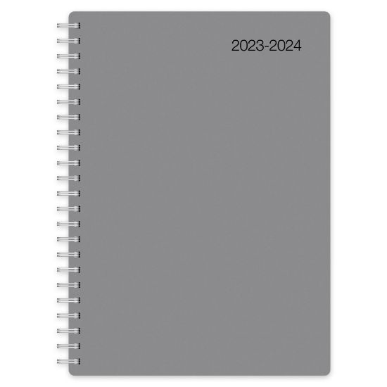 Picture of 2023-2024 Office Depot Brand Weekly/Monthly Academic Planner, 5in x 8in, 30% Recycled, Gray, July 2023 to June 2024