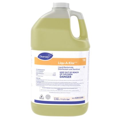 Picture of Diversey LIQU-A-KLOR Bactericide Disinfectant Sanitizer, 1 Gallon, Yellow, Case Of 4 Bottles