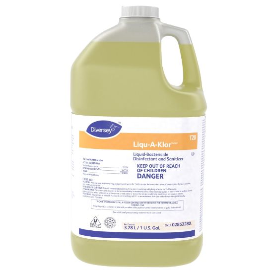 Picture of Diversey LIQU-A-KLOR Bactericide Disinfectant Sanitizer, 1 Gallon, Yellow, Case Of 4 Bottles