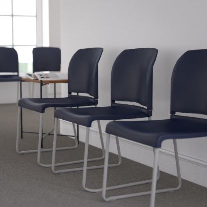 Picture of Flash Furniture HERCULES Series Full-Back Contoured Stack Chairs, Blue/Gray, Set Of 5 Chairs