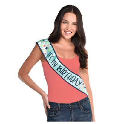 Picture of Amscan A Reason To Celebrate Light-Up Sash, 30in x 3in, Blue