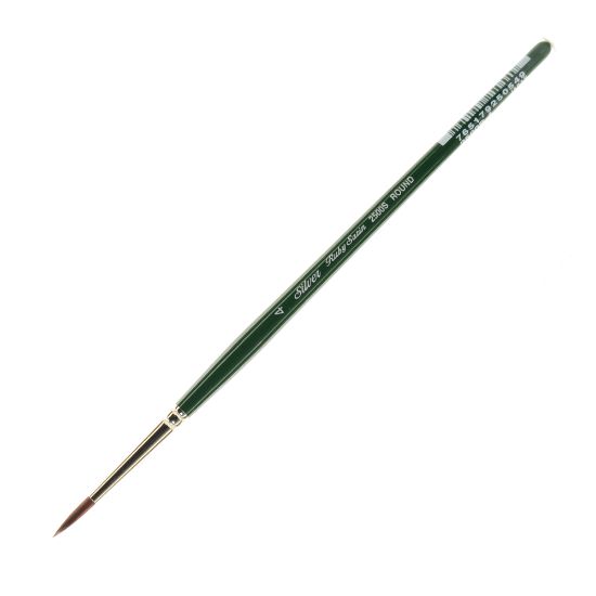 Picture of Silver Brush Ruby Satin Series Short-Handle Paint Brush 2500S, Size 4, Round Bristle, Synthetic, Multicolor