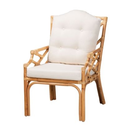 Picture of bali & pari Sonia Rattan Armchair, White/Natural