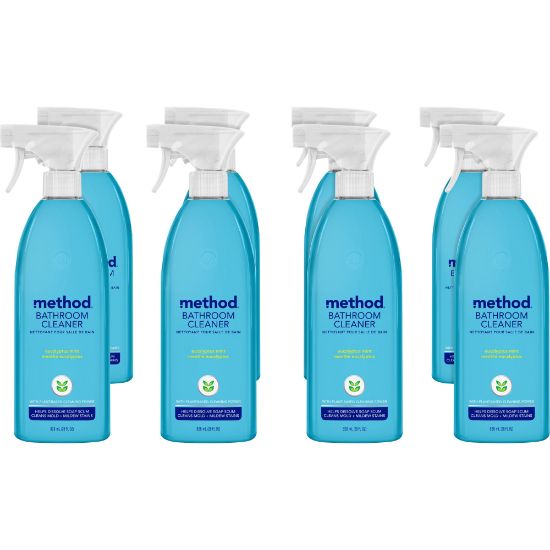 Picture of Method Daily Shower Spray Cleaner - 28 fl oz (0.9 quart) - Eucalyptus Mint Scent - 8 / Carton - Pleasant Scent, Non-toxic, Disinfectant - Blue