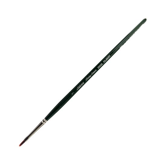 Picture of Silver Brush Ruby Satin Series Short-Handle Paint Brush 2503S, Size 1, Filbert Bristle, Synthetic, Multicolor