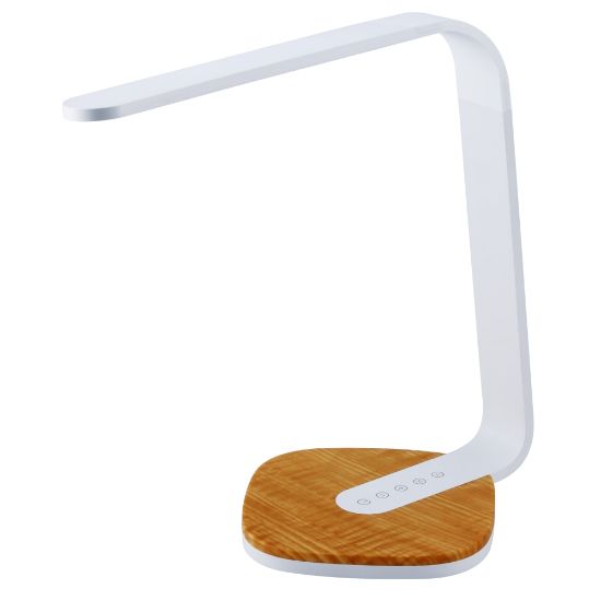 Picture of BLACK+DECKER LED Desk Lamp With Wood Grain Base, 14-1/2inH, White