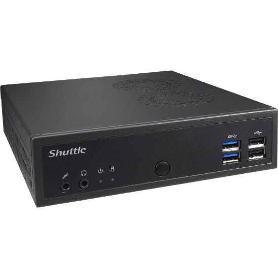 Picture of Shuttle XPC slim DH02U Barebone System - Slim PC - Intel Celeron 3865U 1.80 GHz - 32 GB DDR4 SDRAM Maximum RAM Support - 2 Total Memory Slots - NVIDIA GeForce GTX 1050 4 GB Graphic(s) - HDMI - 4 USB 3.0 Port(s) - 3 Year