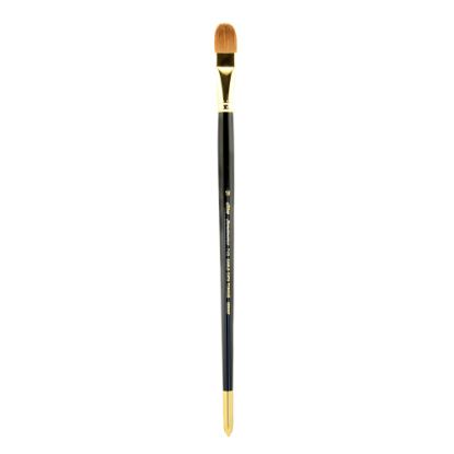 Picture of Silver Brush Renaissance Series Long-Handle Paint Brush 7110, Size 18, Cats Tongue Bristle, Sable Hair, Black/Gold