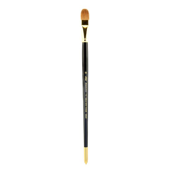 Picture of Silver Brush Renaissance Series Long-Handle Paint Brush 7110, Size 18, Cats Tongue Bristle, Sable Hair, Black/Gold