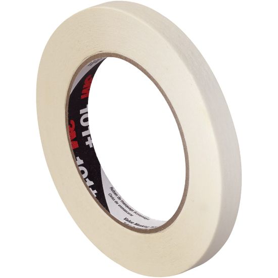 Picture of 3M 101+ Masking Tape, 3in Core, 0.5in x 180ft, Tan, Case Of 12