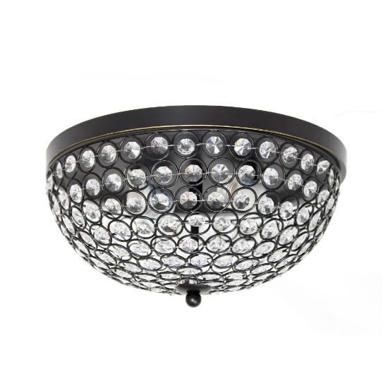 Picture of Elegant Designs 2-Light Flush-Mounted Ceiling Light, Restoration Bronze/Crystal