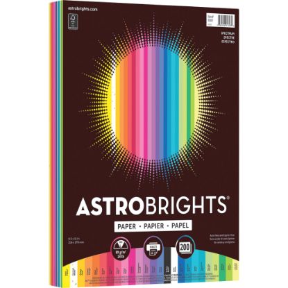 Picture of Astrobrights Smooth Multi-Use Printer & Copy Paper, Assorted Colors, Letter (8.5in x 11in), 200 Sheets Per Pack, 28 Lb, 94 Brightness