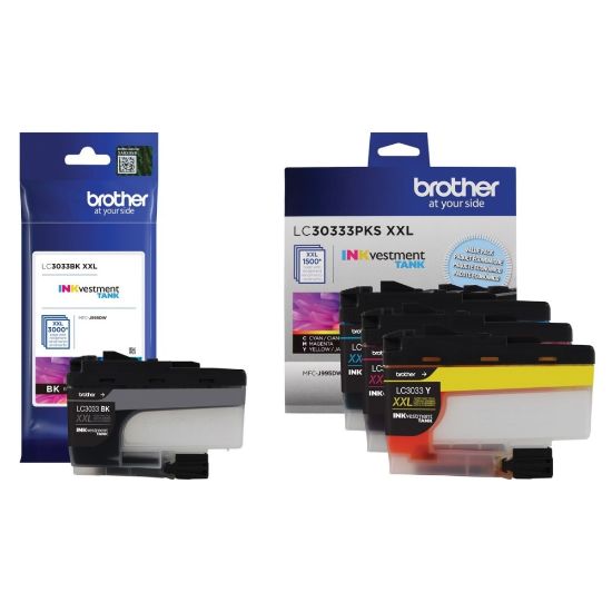 Picture of Brother LC3033 INKvestment Black; Cyan; Magenta; Yellow Super-High-Yield Ink Tanks, Pack Of 4, LC3033SET-OD