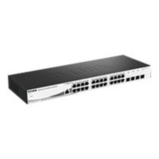 Picture of D-Link WebSmart DGS-1210-28 Ethernet Switch - 24 Ports - Manageable - Gigabit Ethernet - 10/100/1000Base-T, 1000Base-X - 2 Layer Supported - 4 SFP Slots - Twisted Pair, Optical Fiber