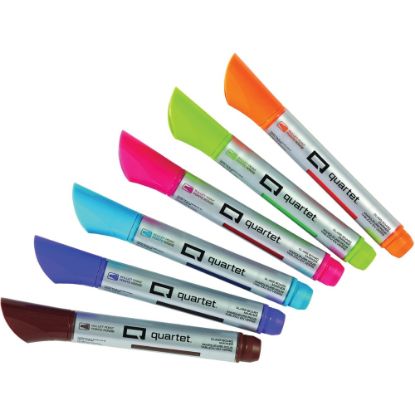 Picture of Quartet Premium Glass Board Dry-erase Markers - Bullet Marker Point Style - Pink, Blue, Green, Orange, Purple, Brown Liquid Ink - 6