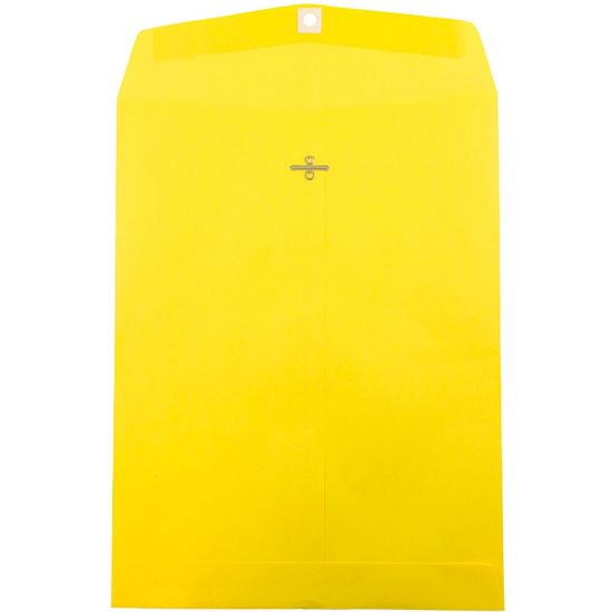 Picture of JAM Paper Open-End 10in x 13in Catalog Envelopes, Clasp Closure, 30% Recycled, Yellow, Pack Of 10