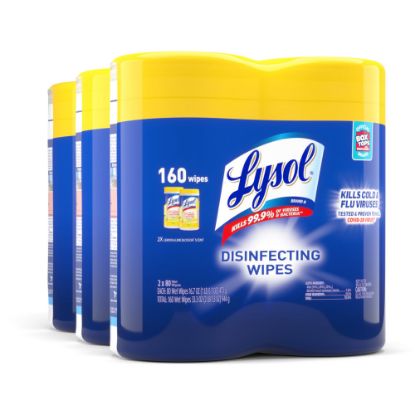 Picture of Lysol Disinfecting Wipes, Lemon Lime Scent, 80 Wipes Per Canister, Carton Of 6 Canisters