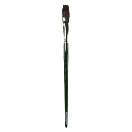 Picture of Silver Brush Ruby Satin Series Long-Handle Paint Brush, Size 1, Flat Bristle, Synthetic, Multicolor