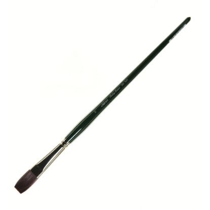 Picture of Silver Brush Ruby Satin Series Long-Handle Paint Brush 2501, Size 10, Flat Bristle, Synthetic, Green