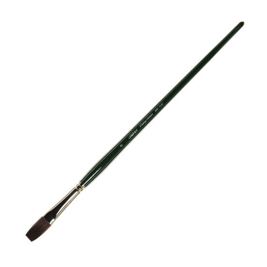 Picture of Silver Brush Ruby Satin Series Long-Handle Paint Brush 2501, Size 8, Flat Bristle, Synthetic, Green