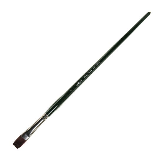 Picture of Silver Brush Ruby Satin Series Long-Handle Paint Brush 2502, Size 8, Bright Bristle, Synthetic, Green