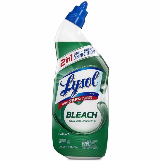 Picture of Lysol Bleach Toilet Bowl Cleaner - 24 fl oz (0.8 quart)Bottle - 1 Each - Blue