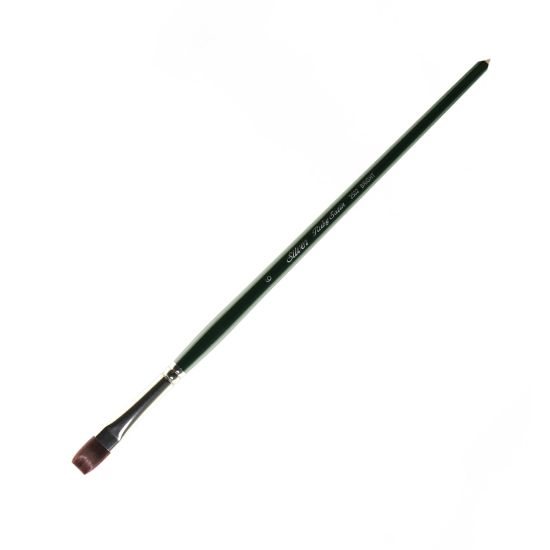 Picture of Silver Brush Ruby Satin Series Long-Handle Paint Brush 2502, Size 6, Bright Bristle, Synthetic, Green