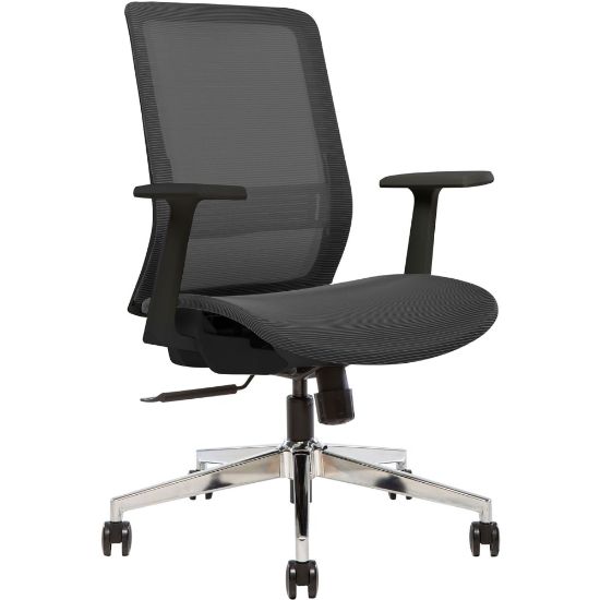 Picture of Sinfonia Sing Ergonomic Mesh Mid-Back Task Chair, Fixed T-Arms, Black