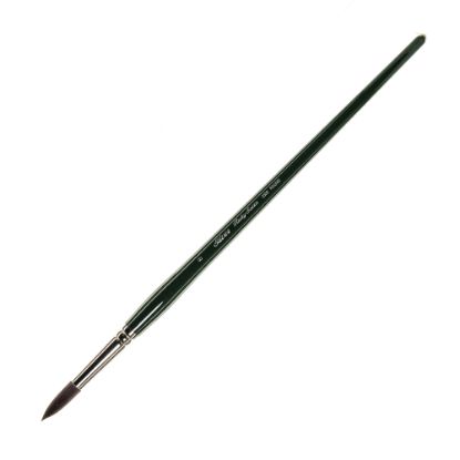 Picture of Silver Brush Ruby Satin Series Long-Handle Paint Brush 2500, Size 8, Round Bristle, Synthetic, Green